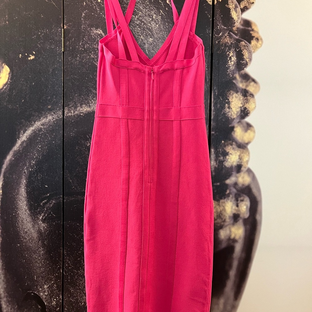 Bebe Fuchsia Pink Bandaid Sexy Cocktail Dress - Picture 9 of 14